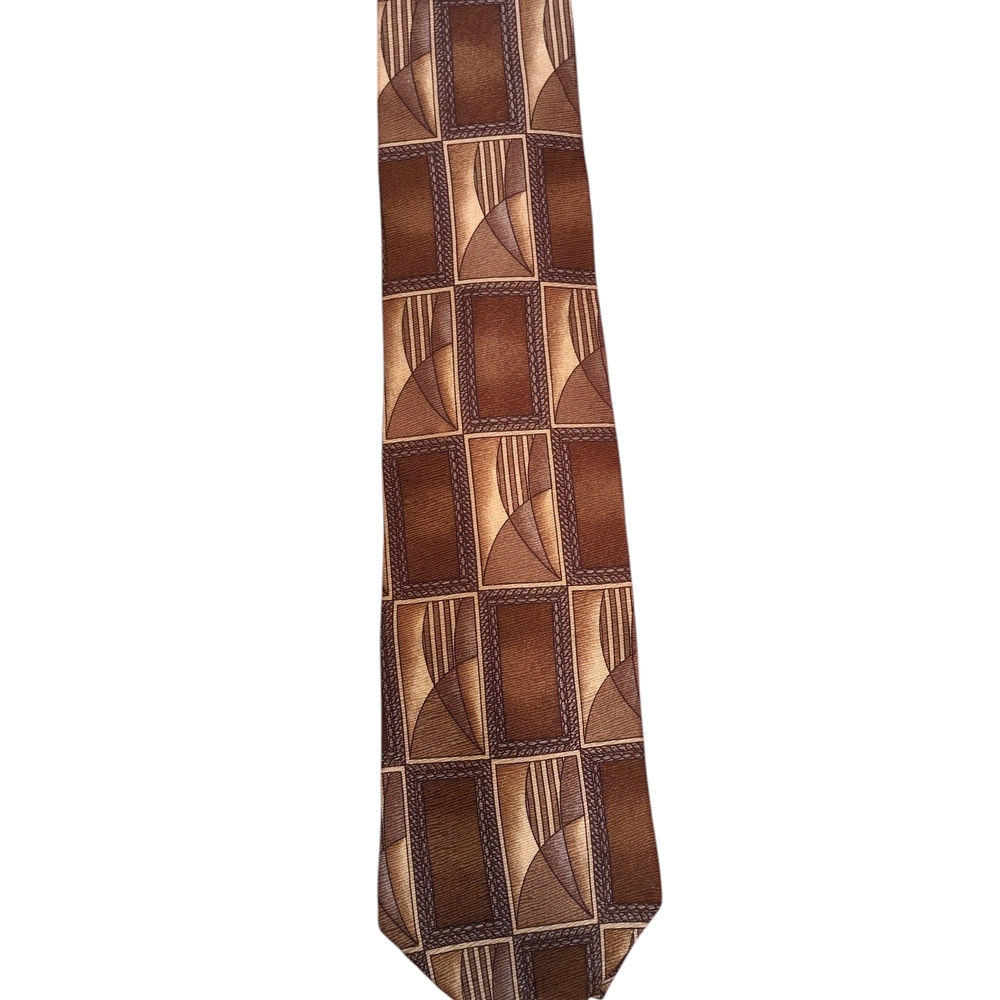 Repp LTD XLong Men's Silk Geometric Brown Tie